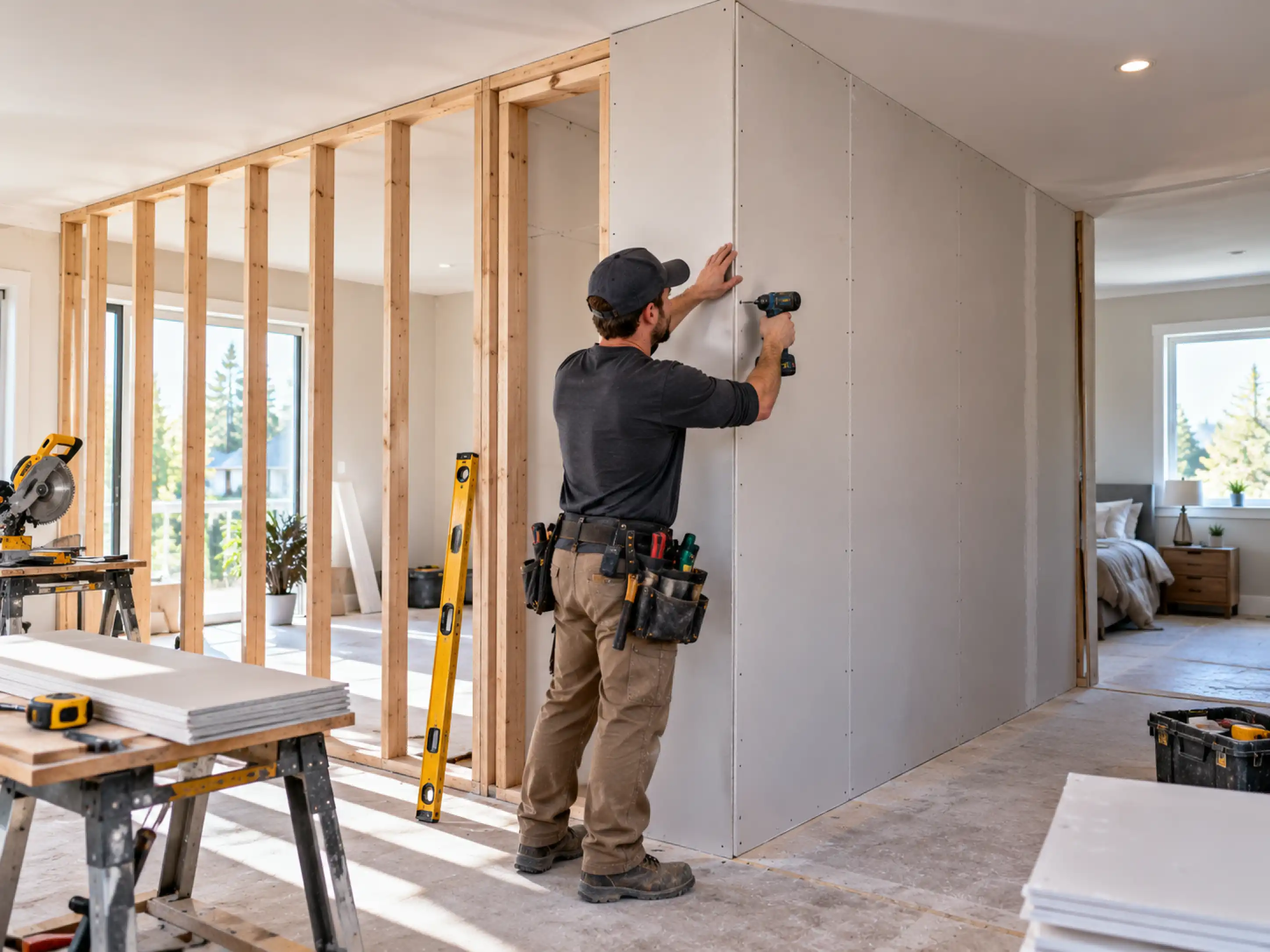Building a partition wall to create a separate room