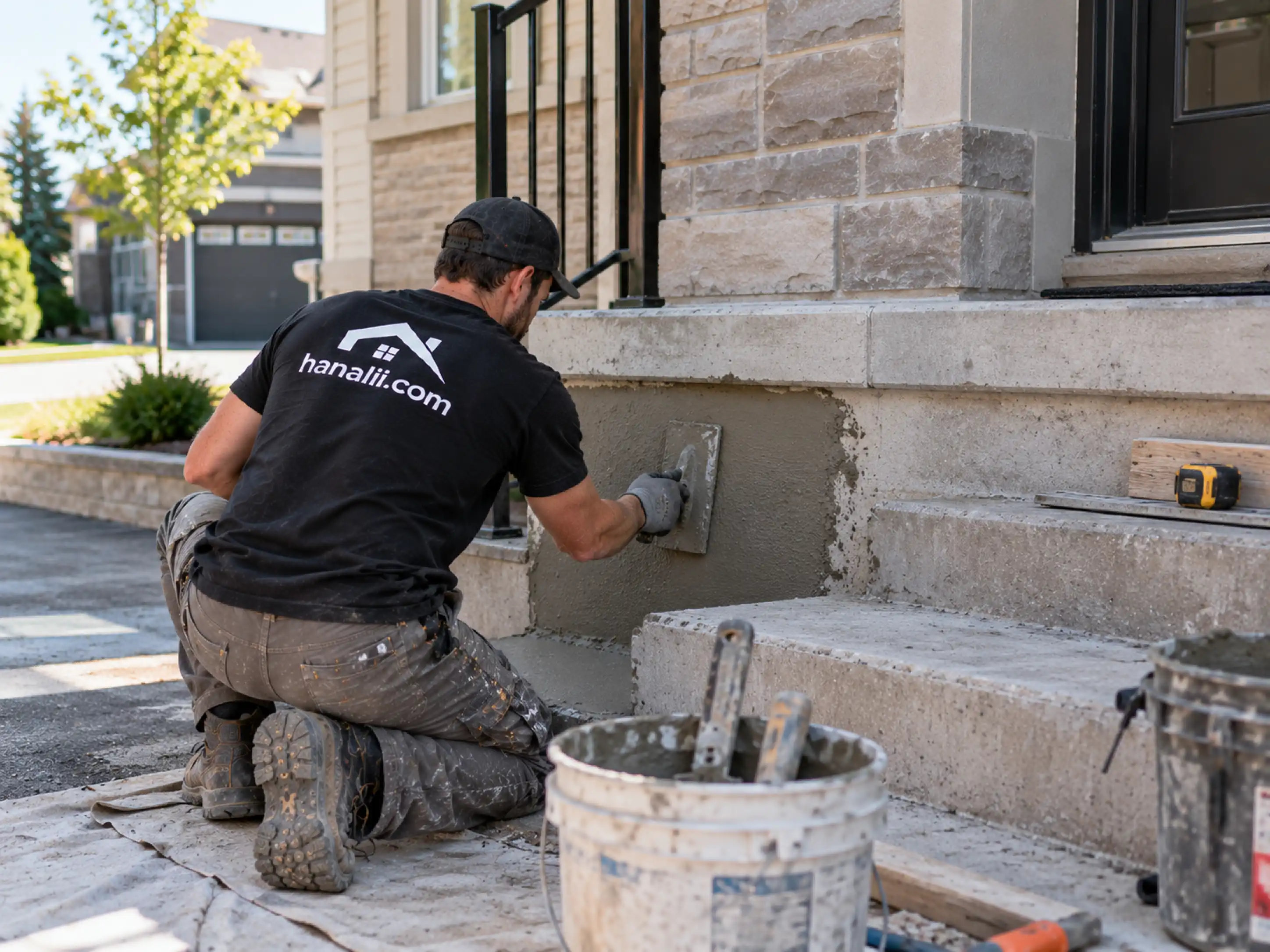 Repairing exterior concrete and parging
